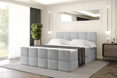 Produktbild von ALTDECOR Boxspringbett mit Matratze und Lattenrost, Topper, Polsterbett mit Bettkasten, Bett mit Stauraum H3-Matratze, Doppelbett, Boxbett  - LIRO-Z - 140x200 - Grau Monolith