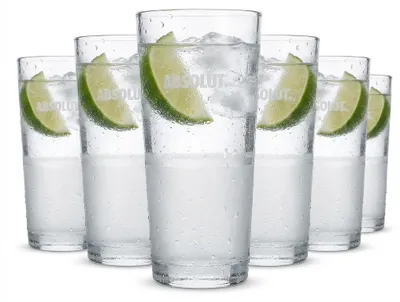 Produktbild von 6x Absolut Glas 0,33l Frosted Design Satinierte Gläser Geeicht Longdrinks Cocktails