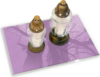 Produktbild von Grabkerze Untersetzer Glastafel Gummifüße Motiv - 80x52 cm - Violette Farbe