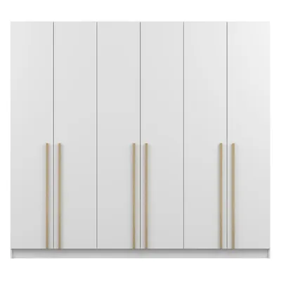 Produktbild von Drehtürenschrank SEVILLA 6D, Schlafzimmer, Kleiderschrank Schrank 230 cm Weiß/Weiß, Holzgriffe
