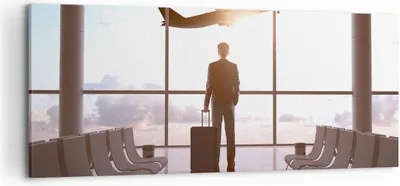 Produktbild von Bild auf Leinwand - Leinwandbild - Flughafen Halle Architektur Glas - 120x50cm - Wand Bild - Wanddeko - Leinwanddruck - Bilder - Kunstdruck - Leinwand bilder - Wandkunst - AB120x50-2507