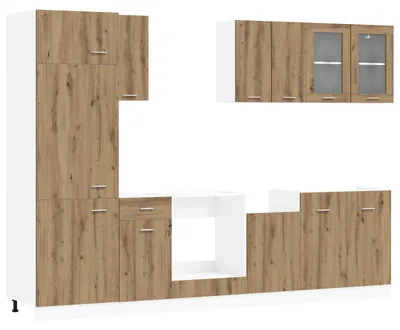 Immagine prodotto di vidaXL Set da cucina Lyon, 8 pezzi, rovere Artisan, materiale composito