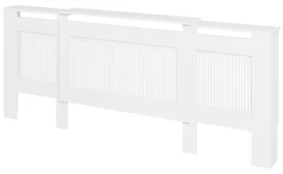 Obrázek produktu pro Nastavitelný kryt radiátoru s úložným prostorem | Barva: bílá | Rozměry: 125-201 x 19 x 81,5 cm