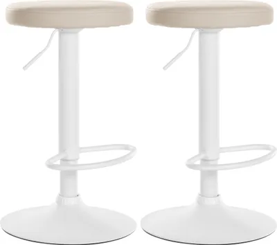 Produktbild von CLP 2er Set Barhocker Ponte Kunstleder höhenverstellbar und drehbar - creme Material Gestell Metall matt weiss