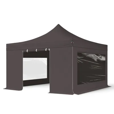 Produktbild von TOOLPORT 4x4m Aluminium Faltpavillon, inkl. 4 Seitenteile, dunkelgrau