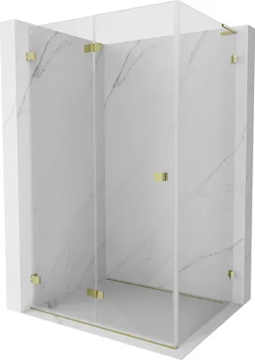 Produktbild von Mexen Lunar-F L links klappbare Duschkabine 95 x 90 cm, transparent, gold - 836L-095-090-50-00-L