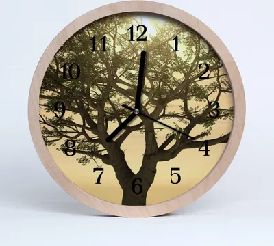 Produktbild von Holzuhr 30fi cm wanduhr - Baum Blumen