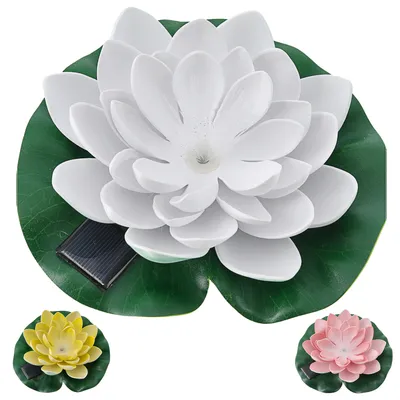 Produktbild von LED Seerose Floating 3er Set EVA PVC Ø17x6cm Solar gelb weiß rosa Akku An-/Ausschalter Solar-Panel IP65 schwimmendes Dekolicht Blume