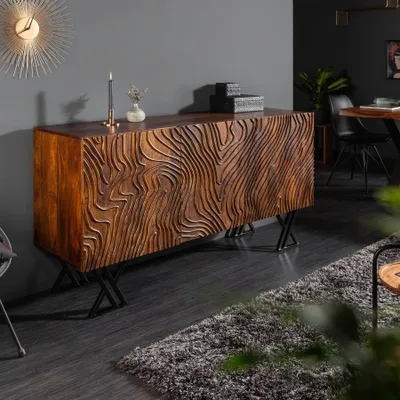 Produktbild von Handgearbeitetes Sideboard FLUID 160cm Mangoholz aufwendiges Frontdesign Kommode Anrichte