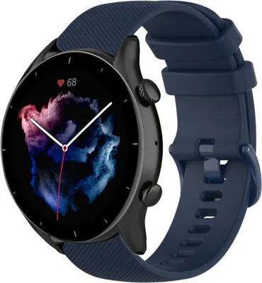 Produktbild von Strap-it Amazfit GTR 3 Luxus-Silikonarmband (Dunkelblau)