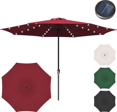 Image de Hengda Ø350cm Parasol Parasol UV40+ Parasol de jardin Terrasse Jardin Protection UV LED Solaire, Vert
