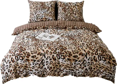 Produktbild von Satin-Bettwäsche 220x200cm Leopard Beige Braun