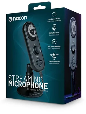 Produktbild von Nacon Streaming-Mikrofon – Tischmodell – USB-C und 3,5-mm-Klinkenanschluss – Schwarz
