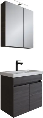 Produktbild von Badmöbel Set - Waschtisch mit Spiegelschrank 63 cm (Anthrazit)