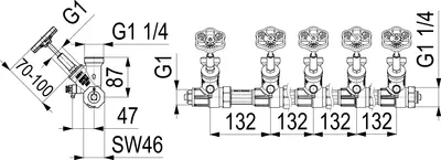 Zdjęcie produktu dla Js Atv-Verteiler, Steig.spindel   5-Fach,Dn25,Eing. 1",Ob.a. 1 1/4"