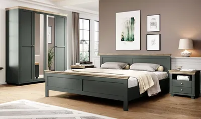 Produktbild von Schlafzimmer Set Schlafzimmergarnituren 4-tlg 160x200 Grün Eiche Lefkas 77146169