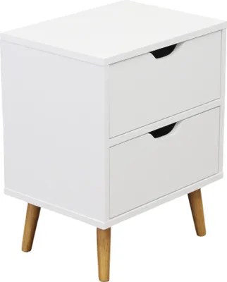 Immagine prodotto di Milani Home - comodino scandinavo 40 x 30 x 51 cm, bianco, in legno, con 2 cassetti