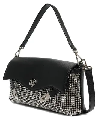 Produktbild von Schwarze Damenhandtasche aus Polyurethan (PU) mit abnehmbarem Schultergurt und magnetischem Verschluss