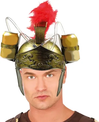 Immagine prodotto di Elmo da gladiatore per addio al celibato, birra e bevande, accessorio per feste rosso oro, colore: oro