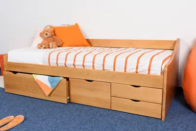 Produktbild von Jugendbett / Funktionsbett Kiefer massiv Vollholz Erlefarben 94, inkl. Lattenrost - 90 x 200 cm (B x L)