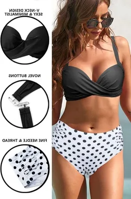 Hochtailliertes Bikiniset für Damen mit Push-Up-BH - Sommer Strandbekleidung, Bequeme und Stilvolle Badebekleidung mit Print