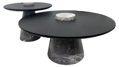 Productafbeelding van Exclusieve zwarte salontafelset. Exclusieve salontafels. Verfijnde salontafels