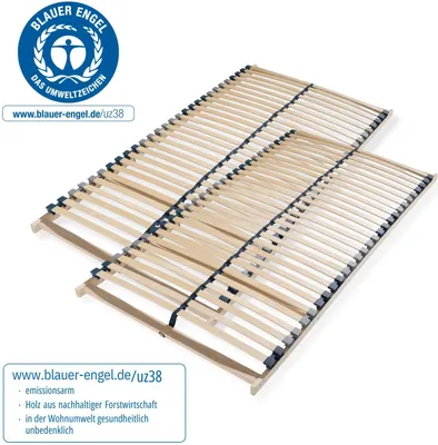 Obrázek produktu pro Lamelový rošt 180x200, lamelový rošt z buku, 7 komfortních zón, 28 lamel, lamelový rošt GERMANY, lamelový rošt je samomontovatelný, 2x lamelový rošt 90x200, nosnost do 150 kg