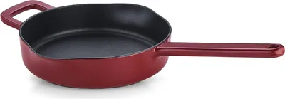 Produktbild von Fissler Moments Collection / Emaillierte Gusseisen-Pfanne (Ø 26 cm) antihaftend, hoher Rand, mit Ausgießern, Aufhänge-Öse, PFAS/PTFE-frei, Induktion – Burgunderrot