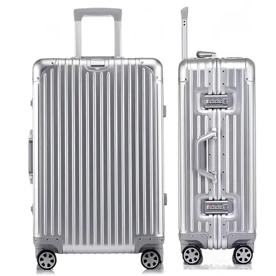 Produktbild von Hartschalen-Koffer Handgepäck, Reisekoffer mit 4 Doppelrädern, Trolley mit TSA-Zahlenschloss, robuster Kabinenkoffer, silber, S, 34*20*51cm
