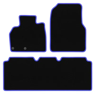 Image de Tapis de sol moquette noir/bleu pour Renault Grand Espace IV 2002-2014 3 pièces
