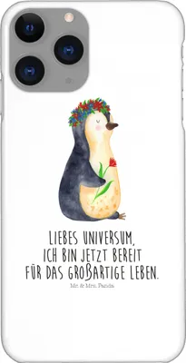 Produktbild von Mr. & Mrs. Panda Iphone 11 Pro Handyhülle Pinguin Blumen - Weiß - Geschenk, Positiv, Handy Case, Wünsche, Ziele, Premium Kunststoff, Motivation