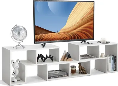 Produktbild von 3-teiliger Fernsehschrank aus Holz für TVs bis zu 65" Frei Kombinierbarer Fernsehtisch Weiß