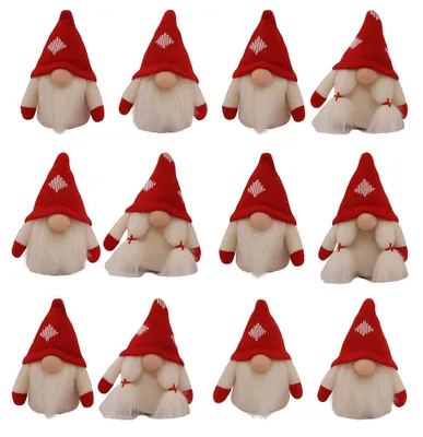 Produktbild von 12 Stück Deko Wichtel – 2 Sorten, je 6er Set | Mini Wichtel 9 cm | Weihnachtsdeko Figurenset | Tischdeko, Advent, Winterdeko | Ideal für Basteln & Geschenkideen