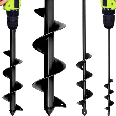 Productafbeelding van Tuinboormachine, aardboor voor boormachine, plantboor voor accuschroefmachine, zware bloempotten, slakken om gaten te graven, 8x30cm, 4x22cm