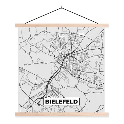 Produktbild von MuchoWow® Textilposter Deutschland - Karte - Stadtplan - Bielefeld 40x40 cm mit holzfarbenen Rahmen - Posterleiste