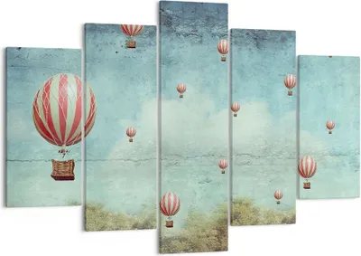 Produktbild von Bild auf Leinwand - Leinwandbild - Baloons Phantasie Illustration Fantasie - 150x100cm - Wand Bild - Wanddeko - Leinwanddruck - Bilder - Kunstdruck - Leinwand bilder - Wandkunst - EA150x100-3065