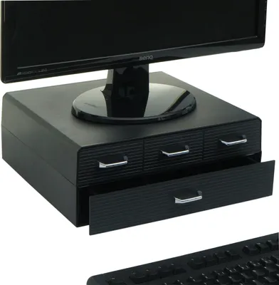 Immagine prodotto di Alzata per monitor HWC-L99, scatola porta monitor con 4 cassetti e 15 scomparti 13x34x31cm