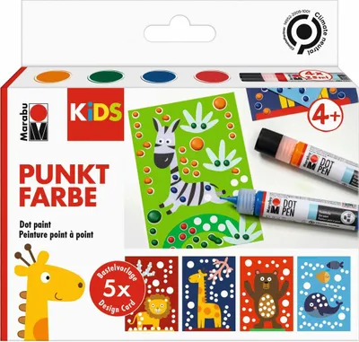 Productafbeelding van Marabu 311000000102 Marabu KiDS Puntverf Set "Dieren", 4 x 25 ml