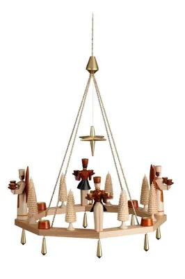 Produktbild von Lichterkranz  Adventskranz natur mit Engel und Bergmann BxT = 38x38cm NEU