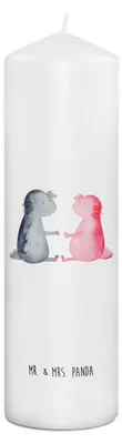Produktbild von Mr. & Mrs. Panda Kerze Axolotl Liebe 29 x 8 cm XL - Weiß - Geschenk, Axolot, Wachskerze, Blockkerze, Zylinderkerze, Molch, Stumpenkerze, glücklich, Lurch, Valentinstag