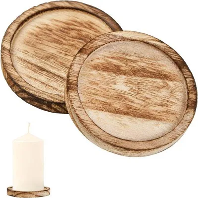 Immagine prodotto di Portacandele in legno - Portacandele - Adatti per matrimoni ed eventi - 2 pezzi - Legno - Rotondi