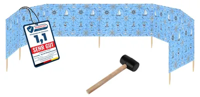 Produktbild von Garronda Strand Windschutz Sichtschutz 10m lang plus Gummihammer GAEX001 (Marine-64, 10 m)