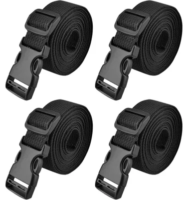 Obrázok produktu pre Popruh s nastaviteľnými prackami, šírka 25 mm, čierna farba, 4 kusy, dĺžka 1,5 m