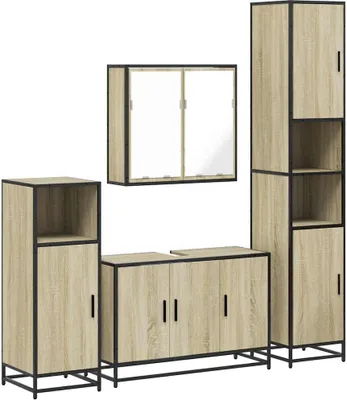 Image de vidaXL Ensemble de meubles de salle de bain 4 pièces en bois composite chêne Sonoma