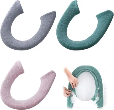 Produktbild von 3er Set Toilettensitzbezüge, Universal WC-Sitzwärmer, Weiche WC-Sitzabdeckungen