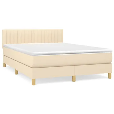 Produktbild von Boxspringbett mit Matratze Creme 140x190 cm Stoff
