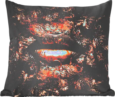 Produktbild von MuchoWow® Zierkissen Sofakissen Wohnzimmer Dekokissen 40x40 cm Farbe - Lippen - Kupfer - Foto Kissen - Schlafzimmer Dekoration