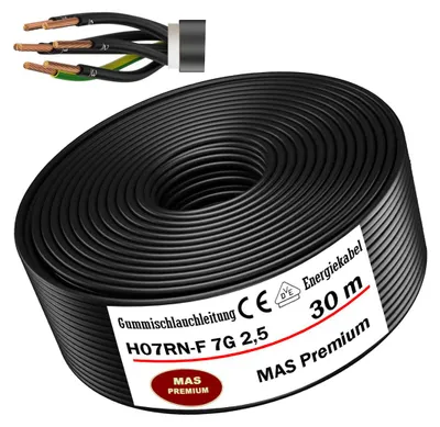 Produktbild von 30m Gummischlauchleitung Baustellenkabel H07RN-F 7G2,5 Flexibel für Geräten