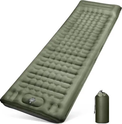 Produktbild von Famanu selbstaufblasende Schlafmatte 12 cm - wasserdicht, mit Fußpumpe und Kissen, grün