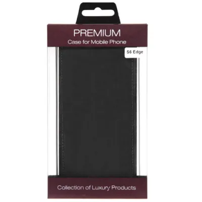 Produktbild von Slim Leder Flip Handyhülle für Samsung Galaxy S6 Edge schwarz 4250710563692